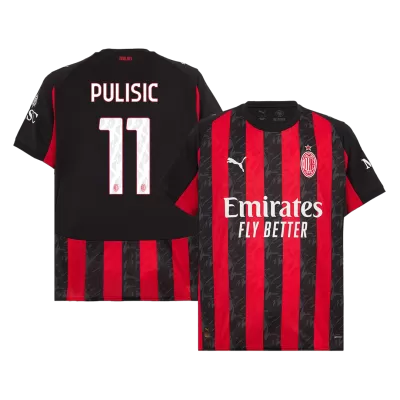 PULISIC #11 AC Milan Home Soccer Jersey 2025/26 Red&Black - gojersey