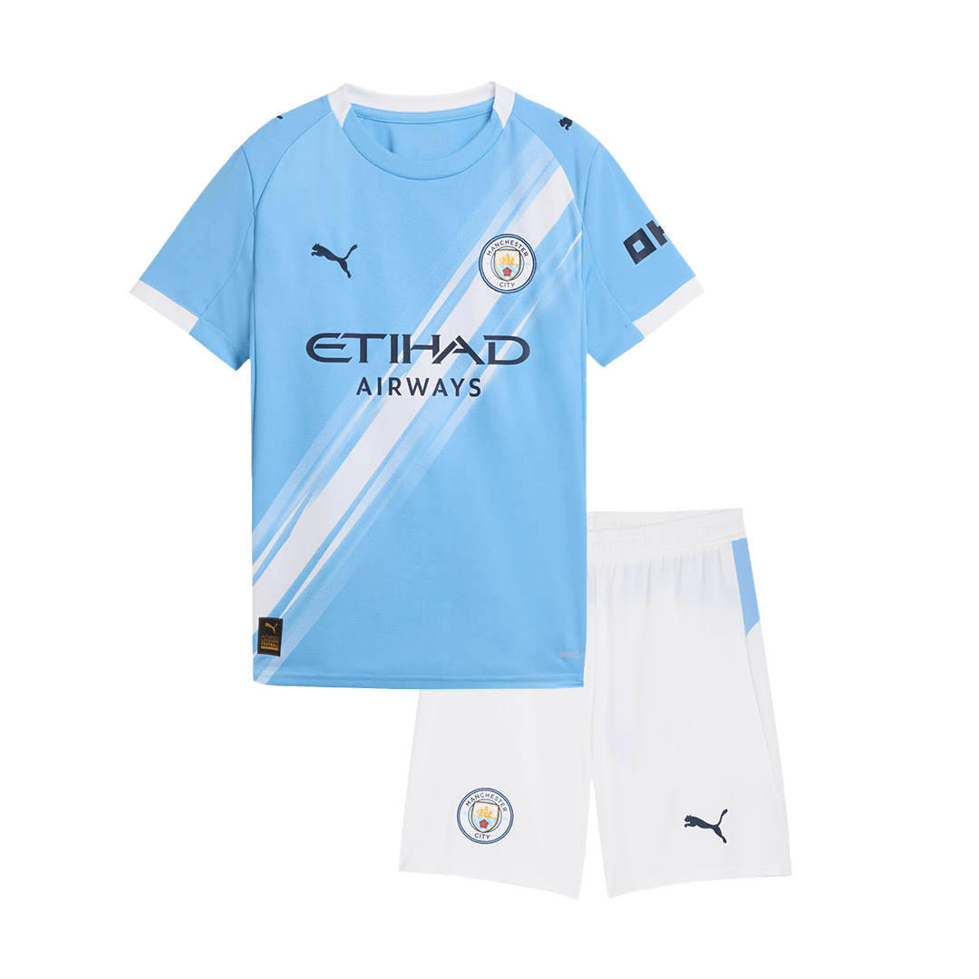 Manchester City Home Soccer Jersey Kit 2025/26 Kids(Jersey+Shorts) - gojersey