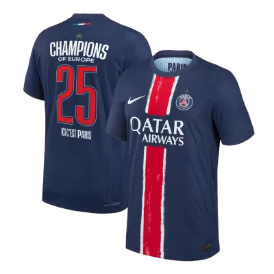 PSG CHAMPIONS #25 Home Soccer Jersey Authentic 2024/25 Navy - CHAMPIONS OF EUROPE - gojersey
