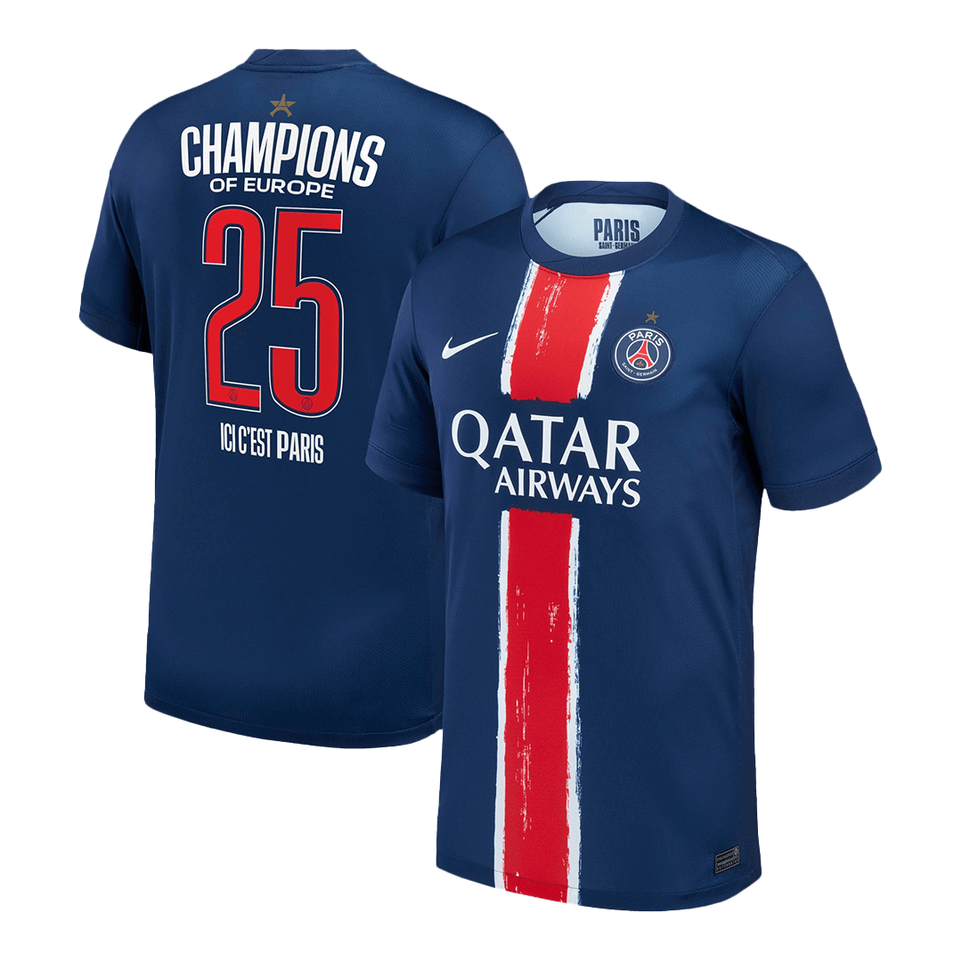 CHAMPIONS #25 PSG Home Soccer Jersey Navy - CHAMPIONS OF EUROPE - gojersey