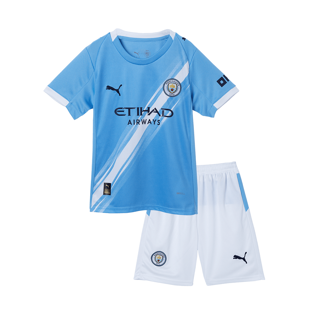 Manchester City Home Soccer Jersey Kit 2025/26 Kids(Jersey+Shorts) - gojersey
