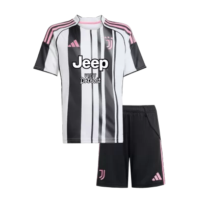 Juventus Home Soccer Jersey Kit 2025/26 Kids(Jersey+Shorts) - gojersey