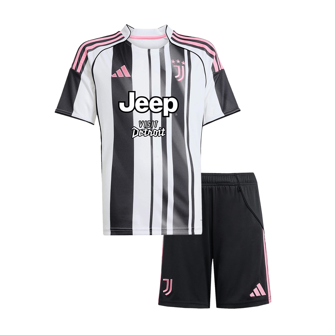 Juventus Home Soccer Jersey Kit 2025/26 Kids(Jersey+Shorts) - gojersey