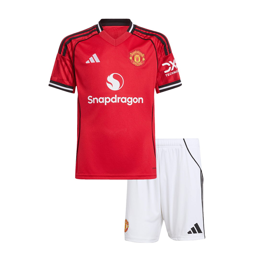 Manchester United Home Soccer Jersey Kit 2025/26 Kids(Jersey+Shorts) - gojersey