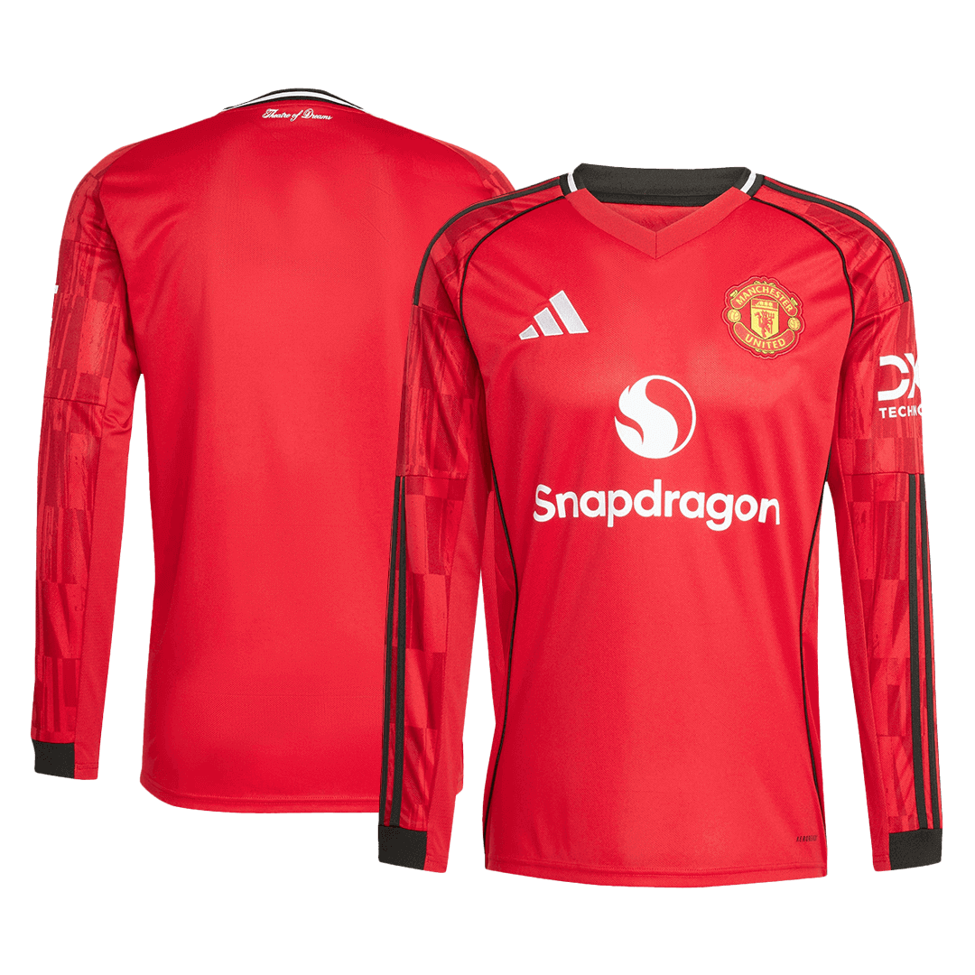 Manchester United Long Sleeve Home Soccer Jersey 2025/26 - gojersey