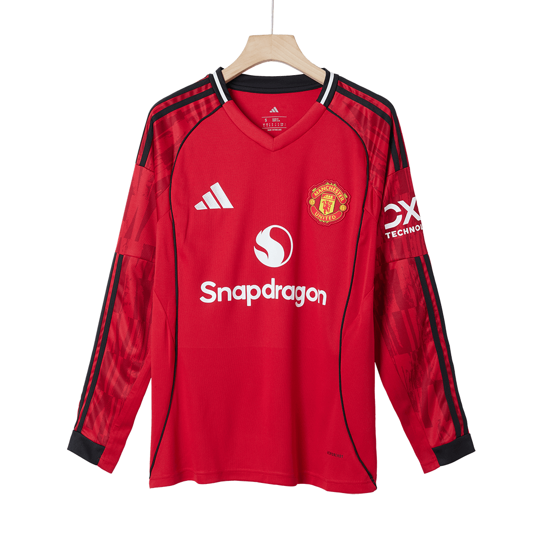 Manchester United Long Sleeve Home Soccer Jersey 2025/26 - gojersey