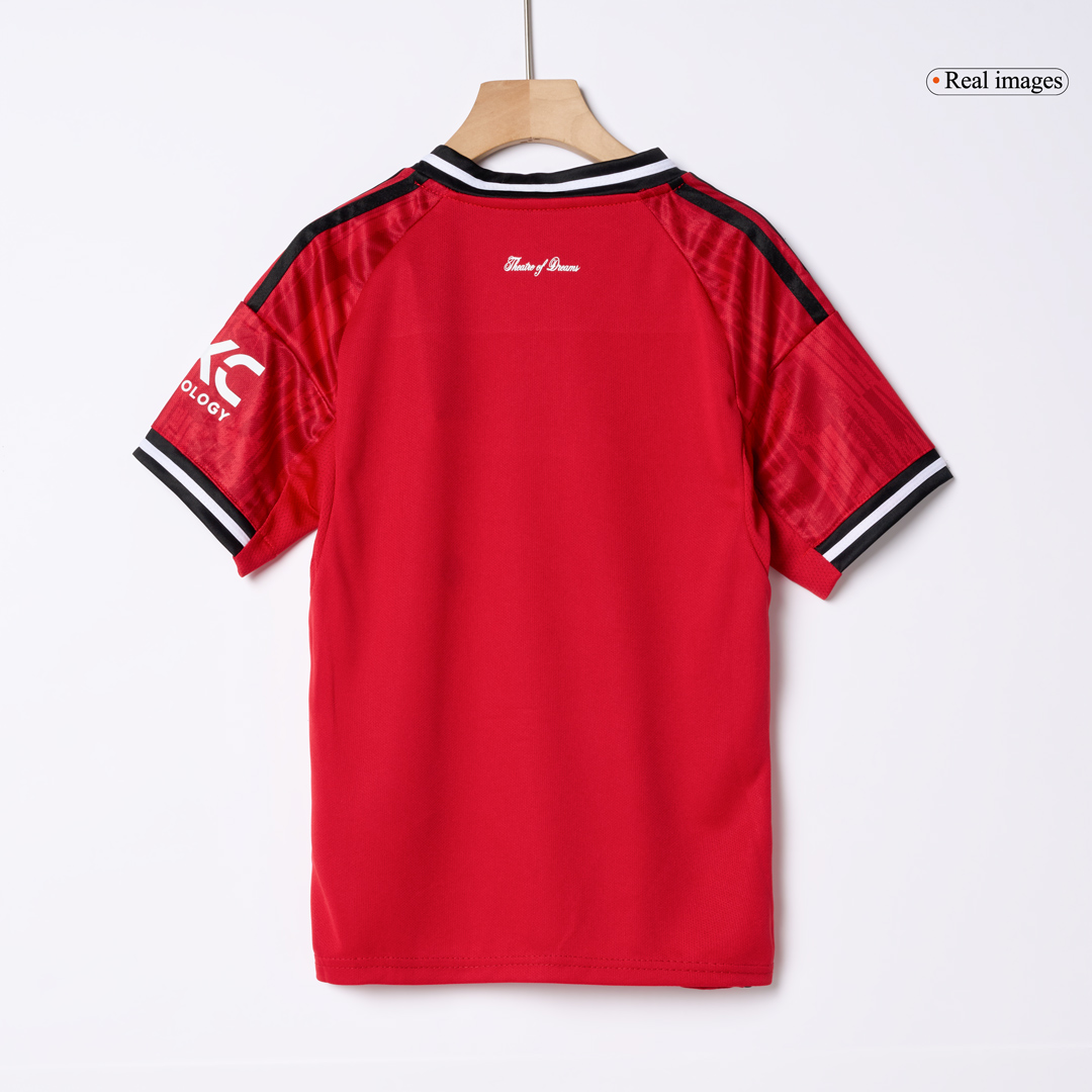 Manchester United Home Soccer Jersey Kit 2025/26 Kids(Jersey+Shorts) - gojersey