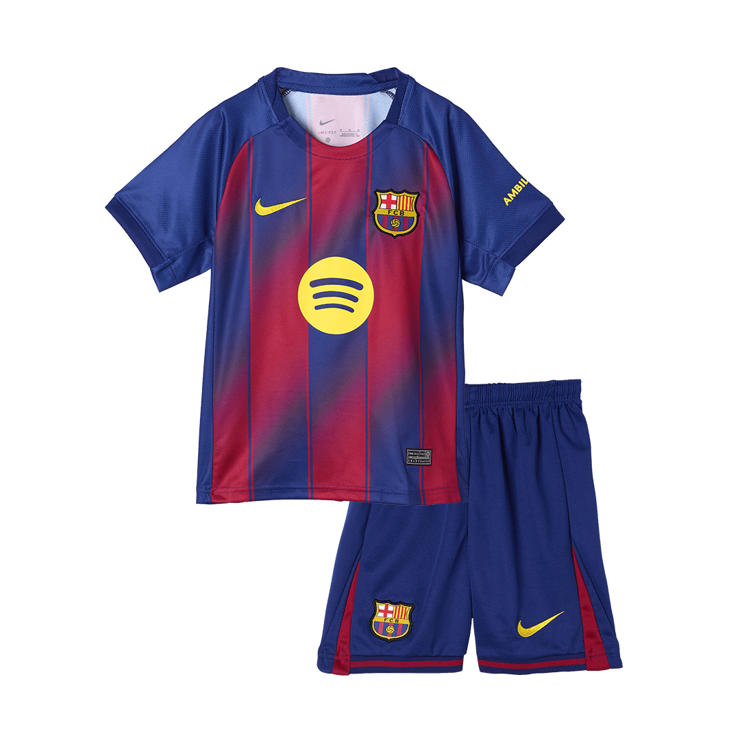Barcelona Home Soccer Jersey Kit 2025/26 Kids(Jersey+Shorts) - gojersey