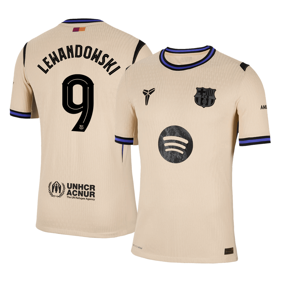 Barcelona LEWANDOWSKI #9 Away Soccer Jersey Authentic 2025/26 - UCL Edition - gojersey
