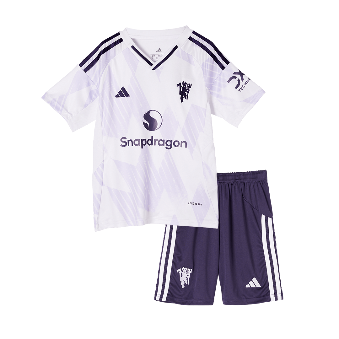 Manchester United Away Soccer Jersey Kit 2025/26 Kids(Jersey+Shorts) - gojersey