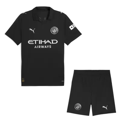 Manchester City Away Soccer Jersey Kit(Jersey+Shorts) 2025/26 Black - gojersey