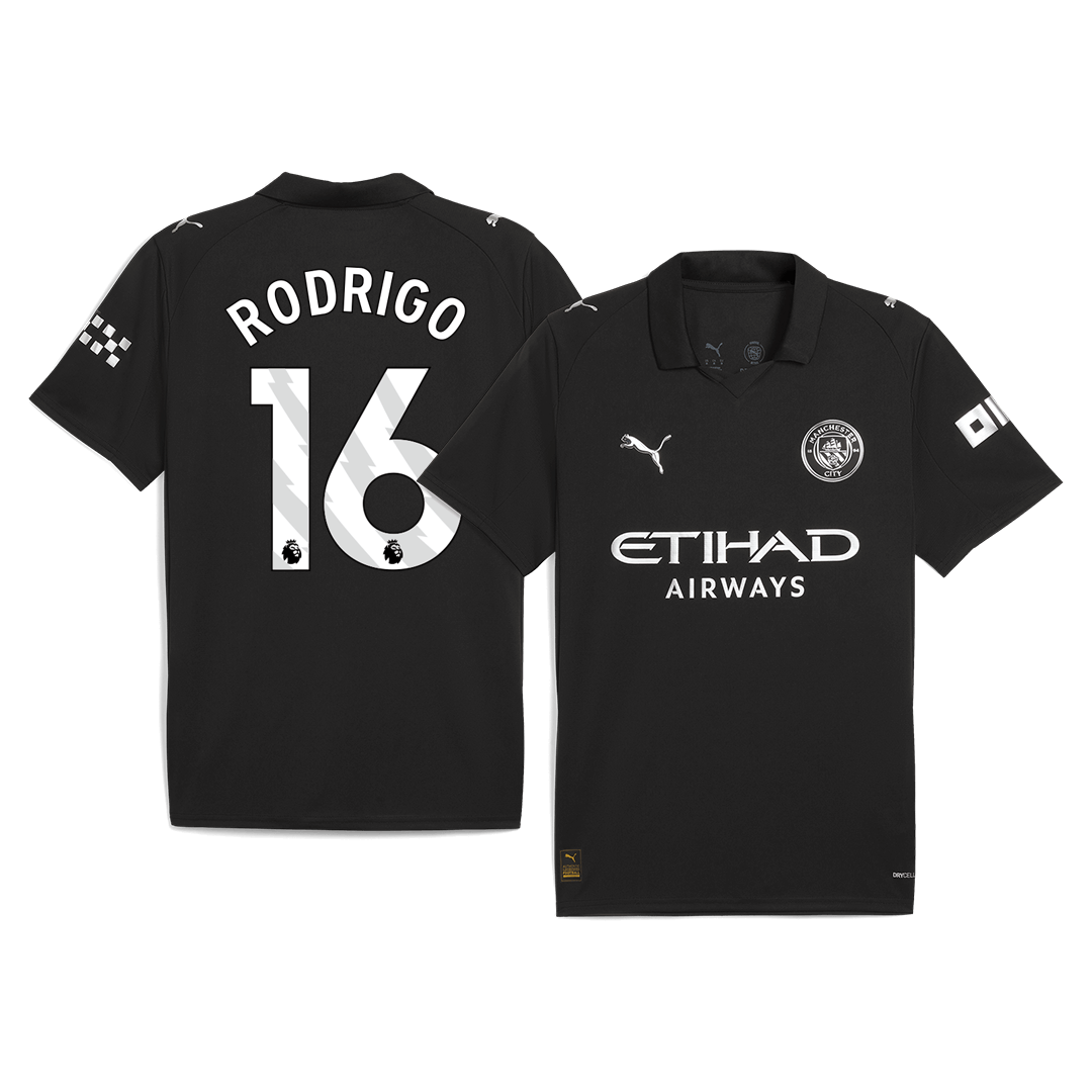 RODRIGO #16 Manchester City Away Soccer Jersey 2025/26 Black - gojersey