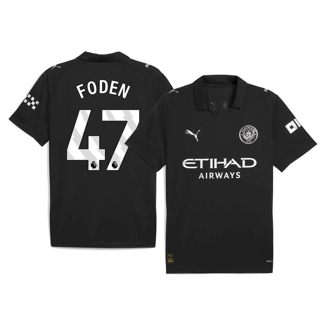 FODEN #47 Manchester City Away Soccer Jersey 2025/26 Black - gojersey