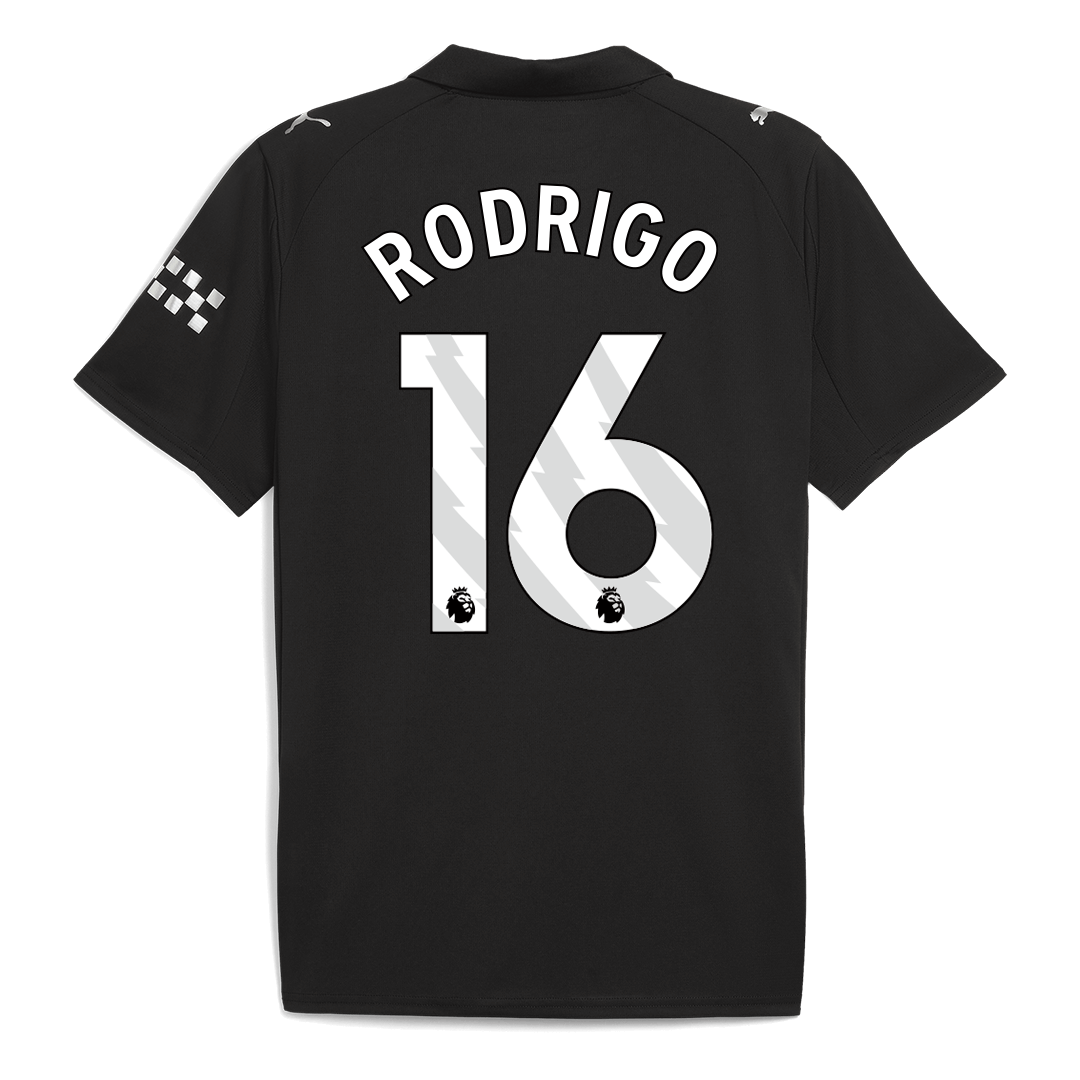 RODRIGO #16 Manchester City Away Soccer Jersey 2025/26 Black - gojersey