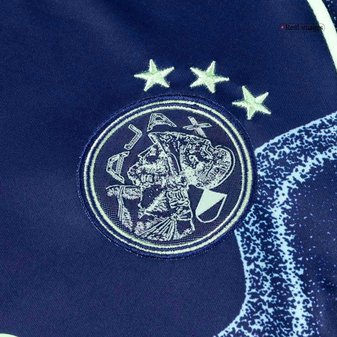 2025/26 Navy Kid's Ajax Away Soccer Jersey Kit(Jersey+Shorts) - gojersey