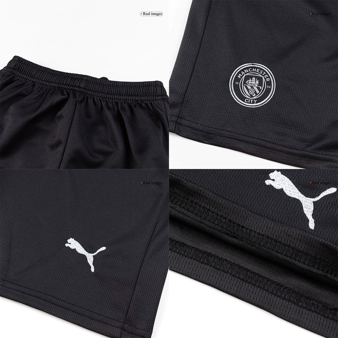 Kid's Manchester City Away Soccer Jersey Kit(Jersey+Shorts) 2025/26 Black - gojersey