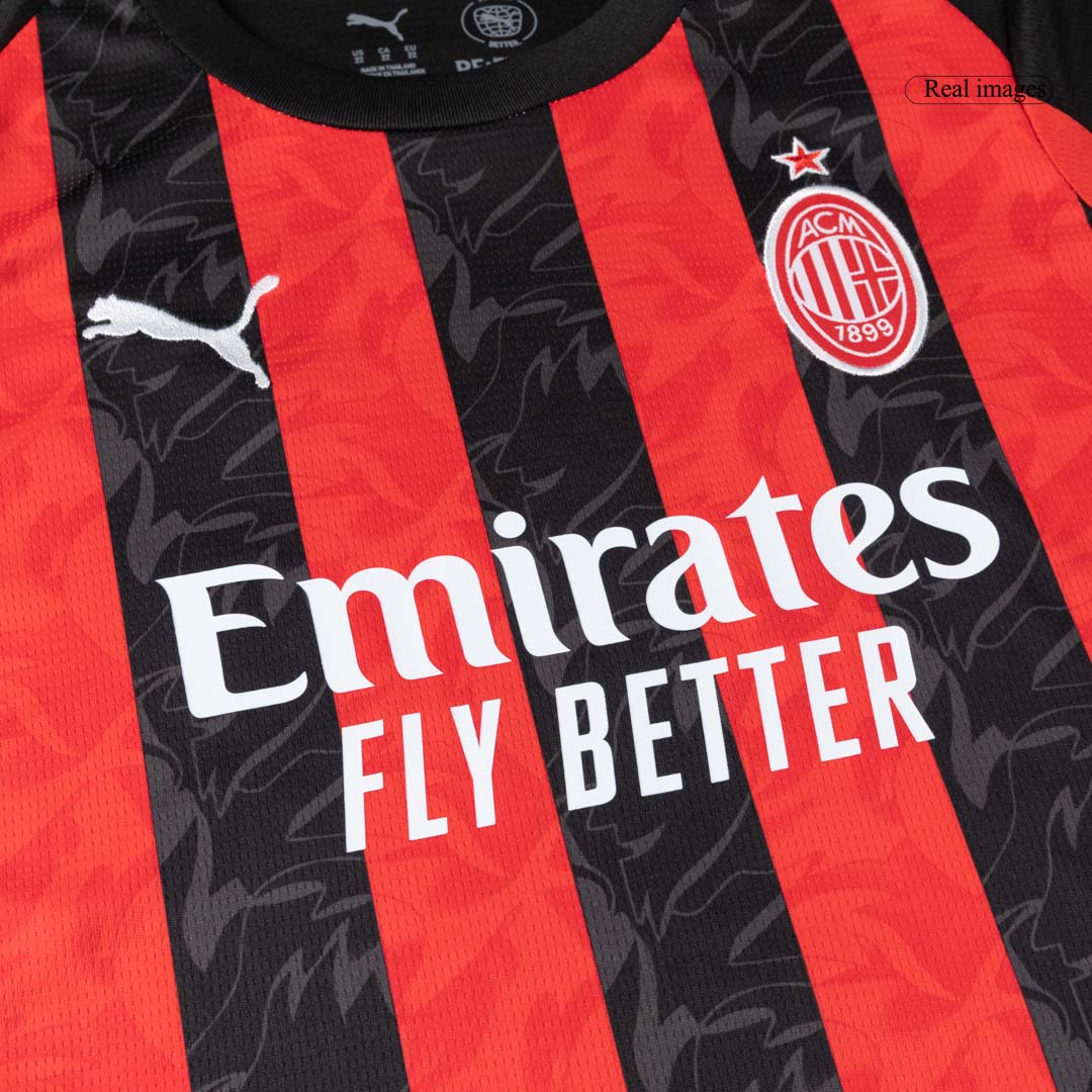 Kid's AC Milan Home Soccer Jersey Kit(Jersey+Shorts+Socks) 2025/26 Red&Black - gojersey