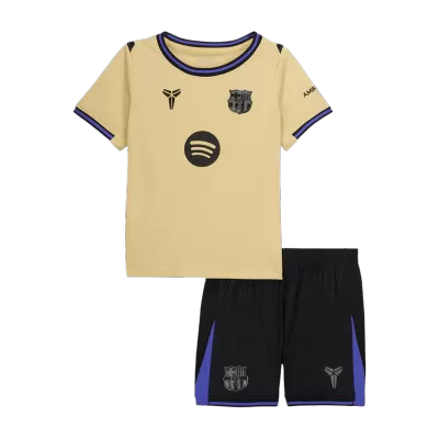 Kid's Barcelona Away Soccer Jersey Kit(Jersey+Shorts) 2025/26 Yellow - gojersey