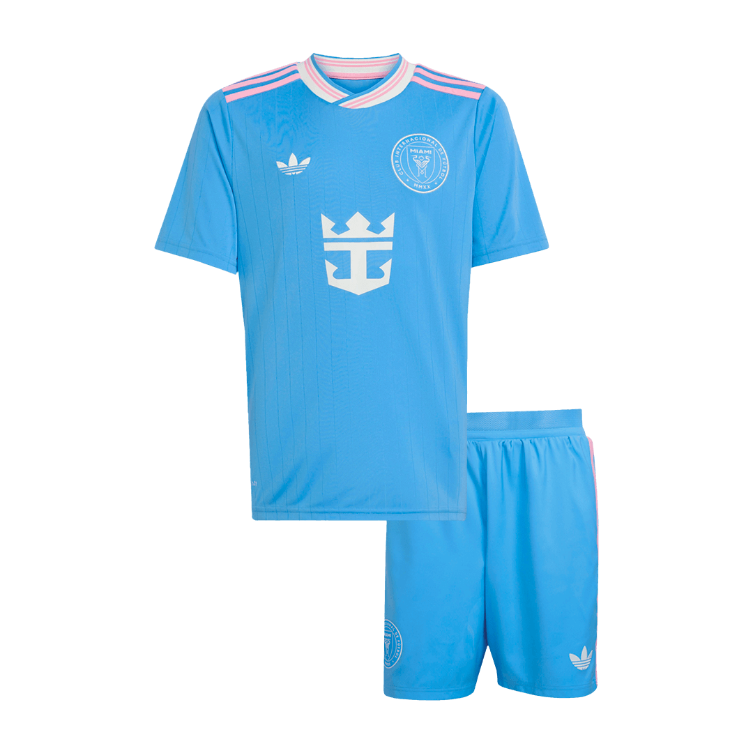 Kid's Inter Miami Third away Soccer Jersey Kit(Jersey+Shorts) 2025 Blue - gojersey
