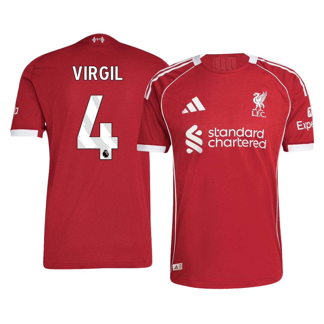 Liverpool VIRGIL #4 Home Soccer Jersey Authentic 2025/26 - gojersey
