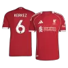 Liverpool KERKEZ #6 Home Soccer Jersey Authentic 2025/26 - gojersey