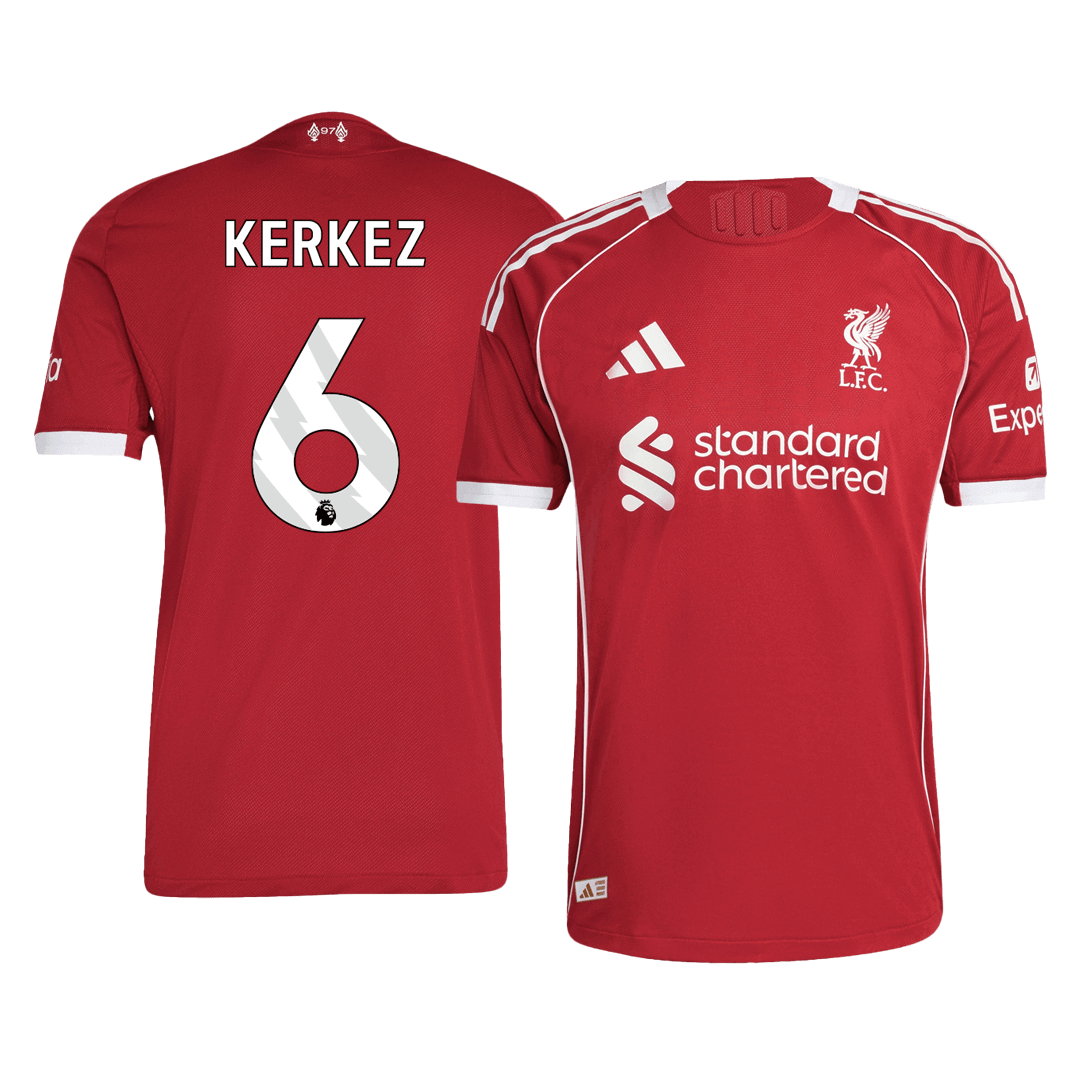 Liverpool KERKEZ #6 Home Soccer Jersey Authentic 2025/26 - gojersey