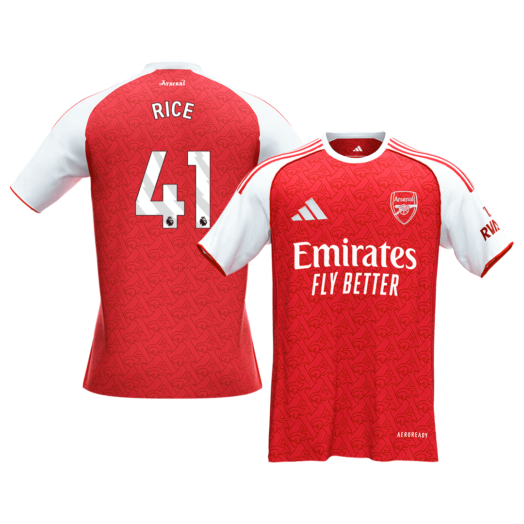 RICE #41 Arsenal Home Soccer Jersey 2025/26 Red - gojersey