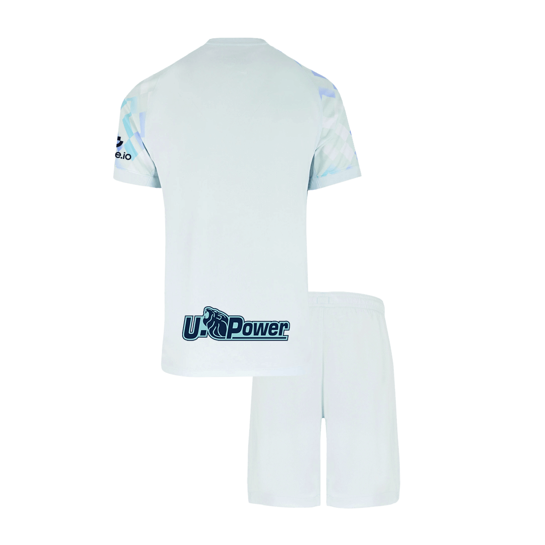 Kid's Inter Milan Away Soccer Jersey Kit(Jersey+Shorts) 2025/26 White - gojersey