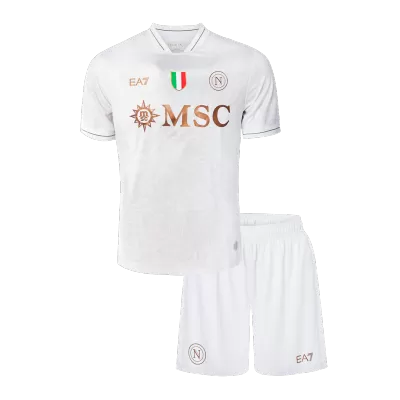 Kid's 25/26 Napoli Away Kit(Jersey+Shorts) White - gojersey