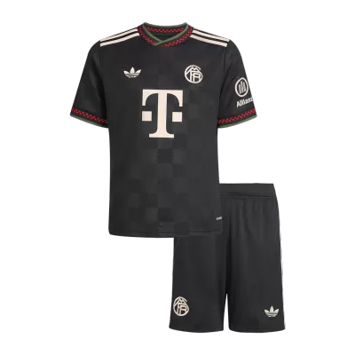 Kid's Bayern Munich Third Away Soccer Jersey Kit(Jersey+Shorts) 25/26 Black - gojersey