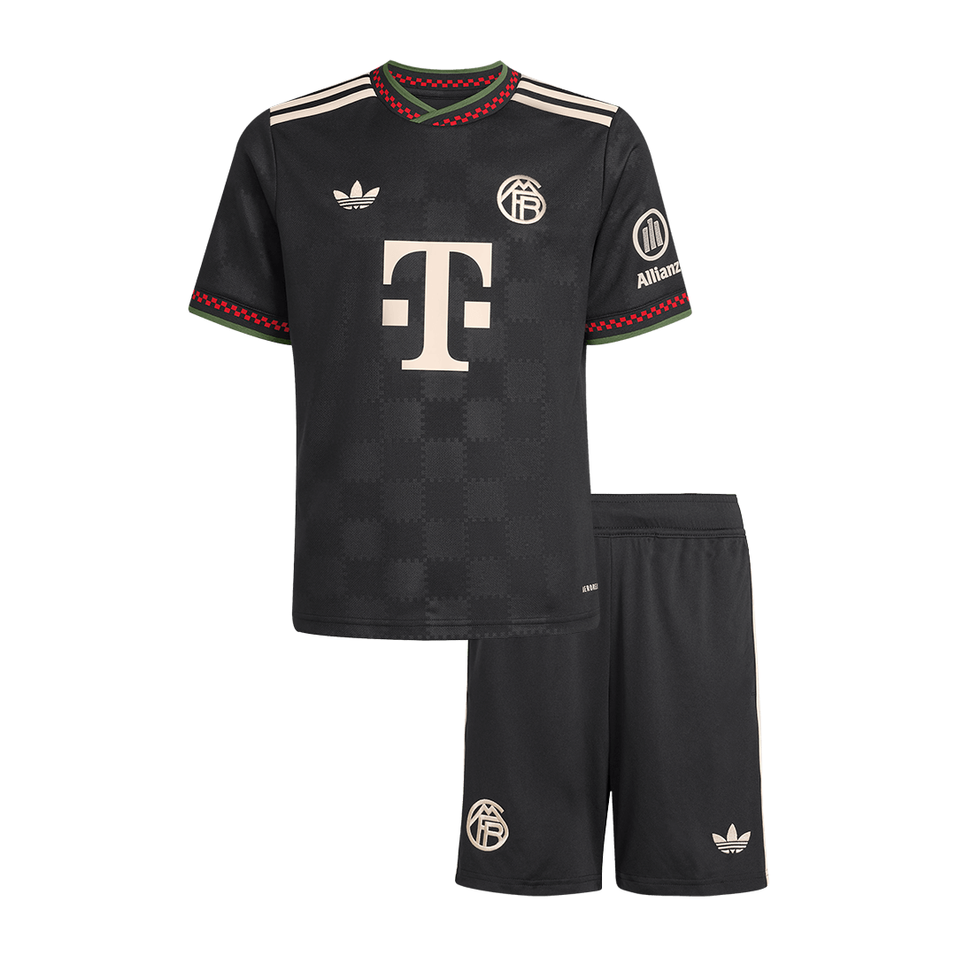 Kid's Bayern Munich Third Away Soccer Jersey Kit(Jersey+Shorts) 25/26 Black - gojersey