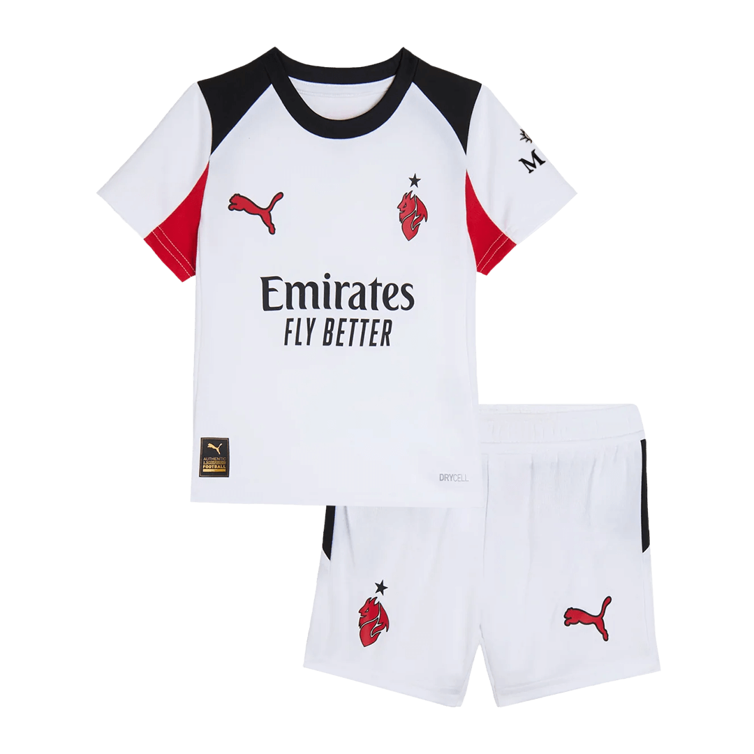Kid's AC Milan Away Soccer Jersey Kit(Jersey+Shorts) 25/26 White - gojersey