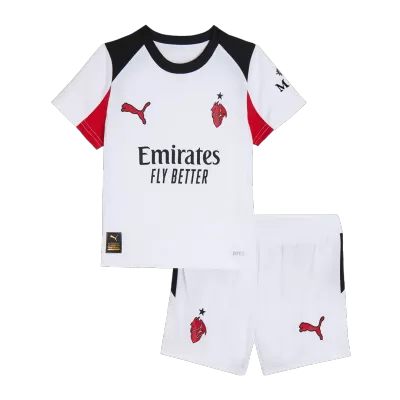 Kid's AC Milan Away Soccer Jersey Kit(Jersey+Shorts) 25/26 White - gojersey