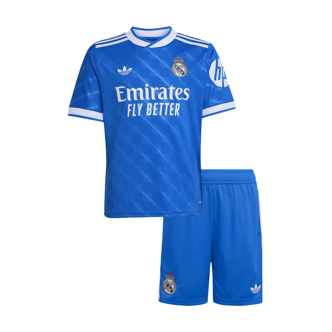 Kid's Real Madrid Third Away Soccer Jersey Kit(Jersey+Shorts) 25/26 Blue - gojersey
