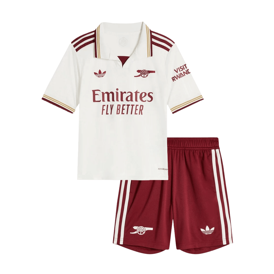 Kid's Arsenal Third Away Soccer Jersey Kit 25/26 White - gojersey