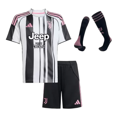 Kid's Juventus Home Soccer Jersey Kit(Jersey+Shorts+Socks) 2025/26 Black&White - gojersey
