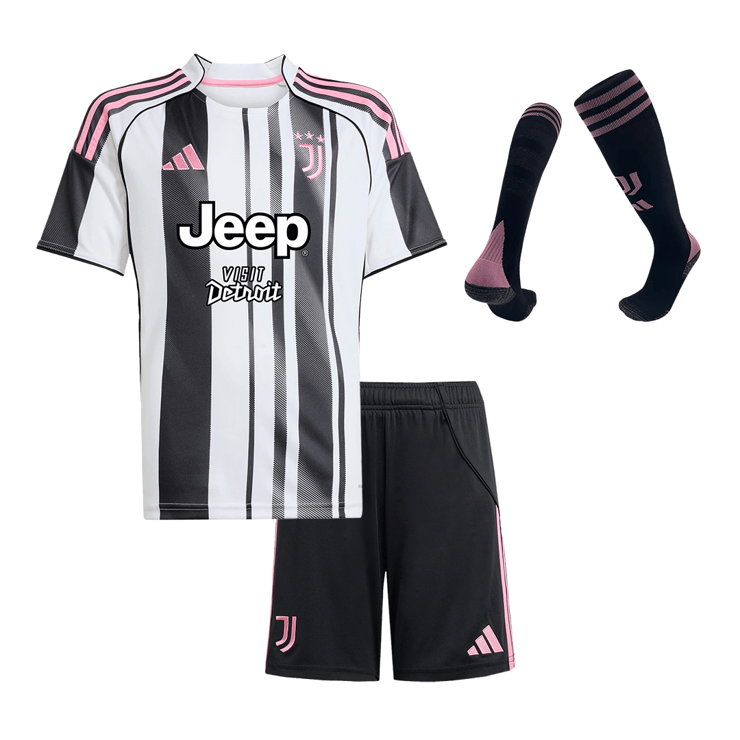 Kid's Juventus Home Soccer Jersey Kit(Jersey+Shorts+Socks) 2025/26 Black&White - gojersey