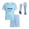 Kid's Juventus Away Soccer Jersey Kit(Jersey+Shorts+Socks)  25/26 Blue - gojersey