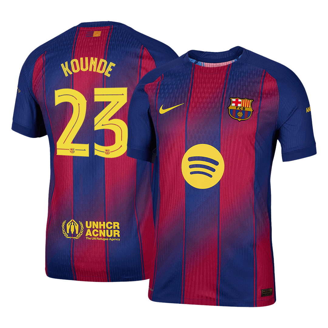 KOUNDE #23 Authentic Barcelona Home Soccer Jersey 2025/26 Red&Blue - UCL - gojersey