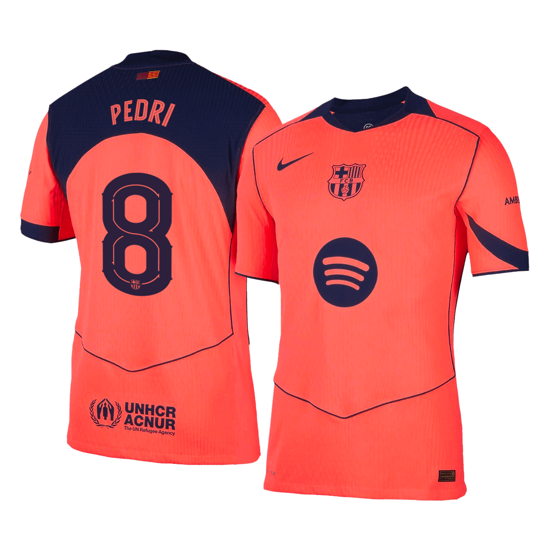 PEDRI #8 Authentic Barcelona Third Away Soccer Jersey 25/26 Orange- UCL - gojersey