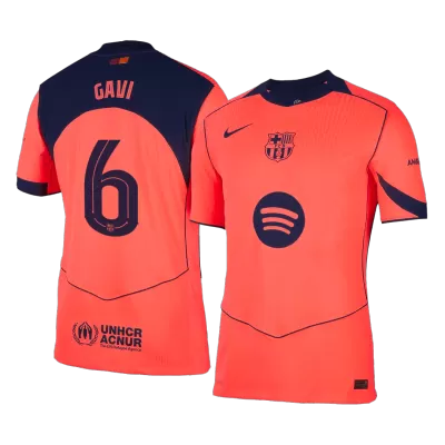 GAVI #6 Authentic Barcelona Third Away Soccer Jersey 25/26 Orange- UCL - gojersey
