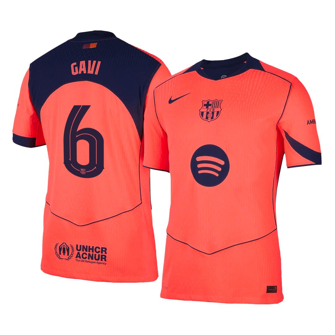 GAVI #6 Authentic Barcelona Third Away Soccer Jersey 25/26 Orange- UCL - gojersey