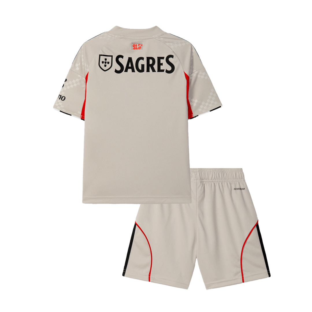 Kid's Benfica Away Soccer Jersey Kit 25/26 Beige - gojersey