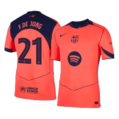 F.DE JONG #21 Authentic Barcelona Third Away Soccer Jersey 25/26 Orange- UCL - gojersey