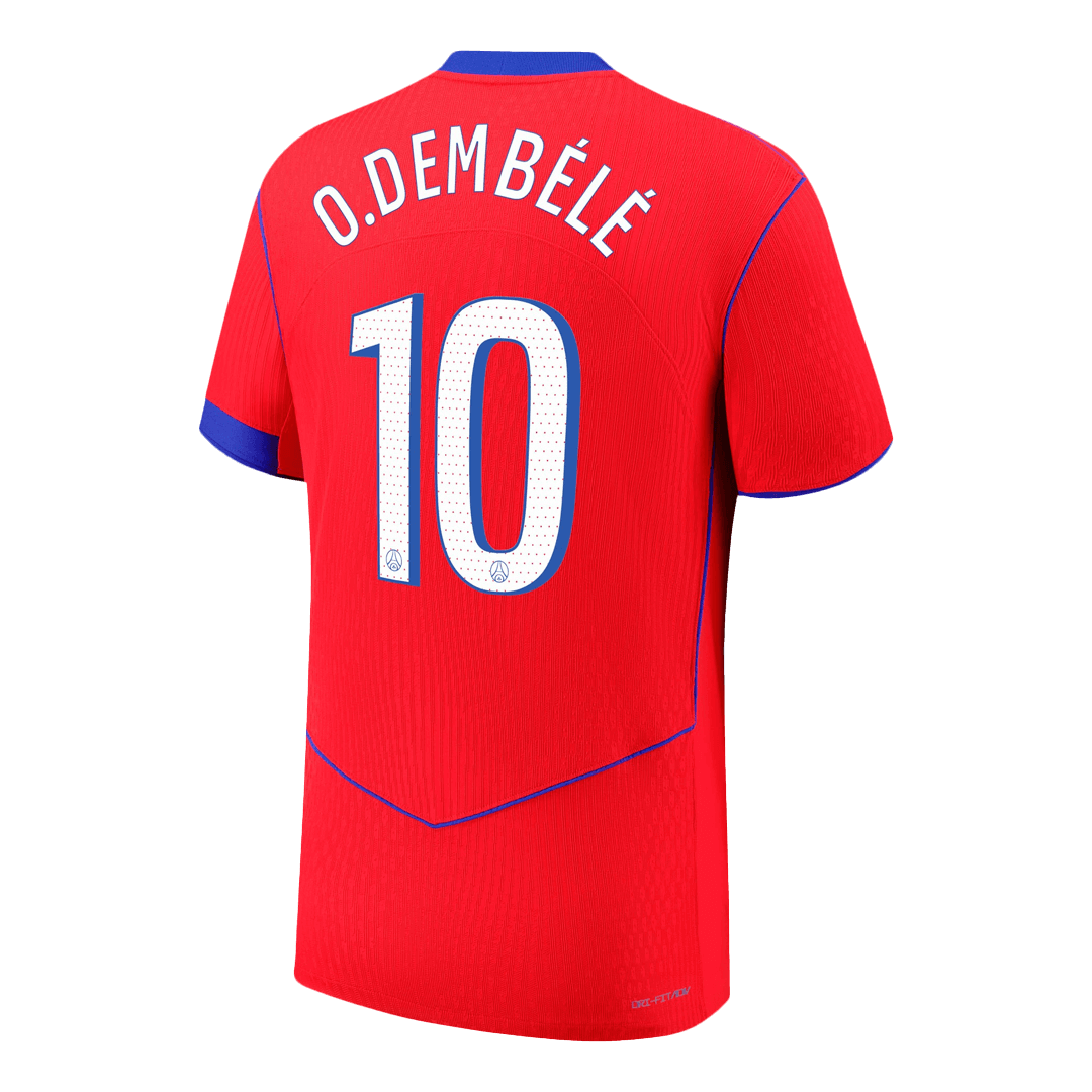 25/26 O.DEMBÉLÉ #10 Authentic PSG Third Away Soccer Jersey Red - gojersey