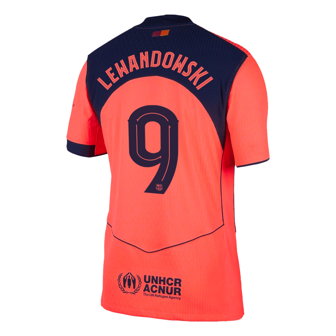 LEWANDOWSKI #9 Authentic Barcelona Third Away Soccer Jersey 25/26 Orange- UCL - gojersey