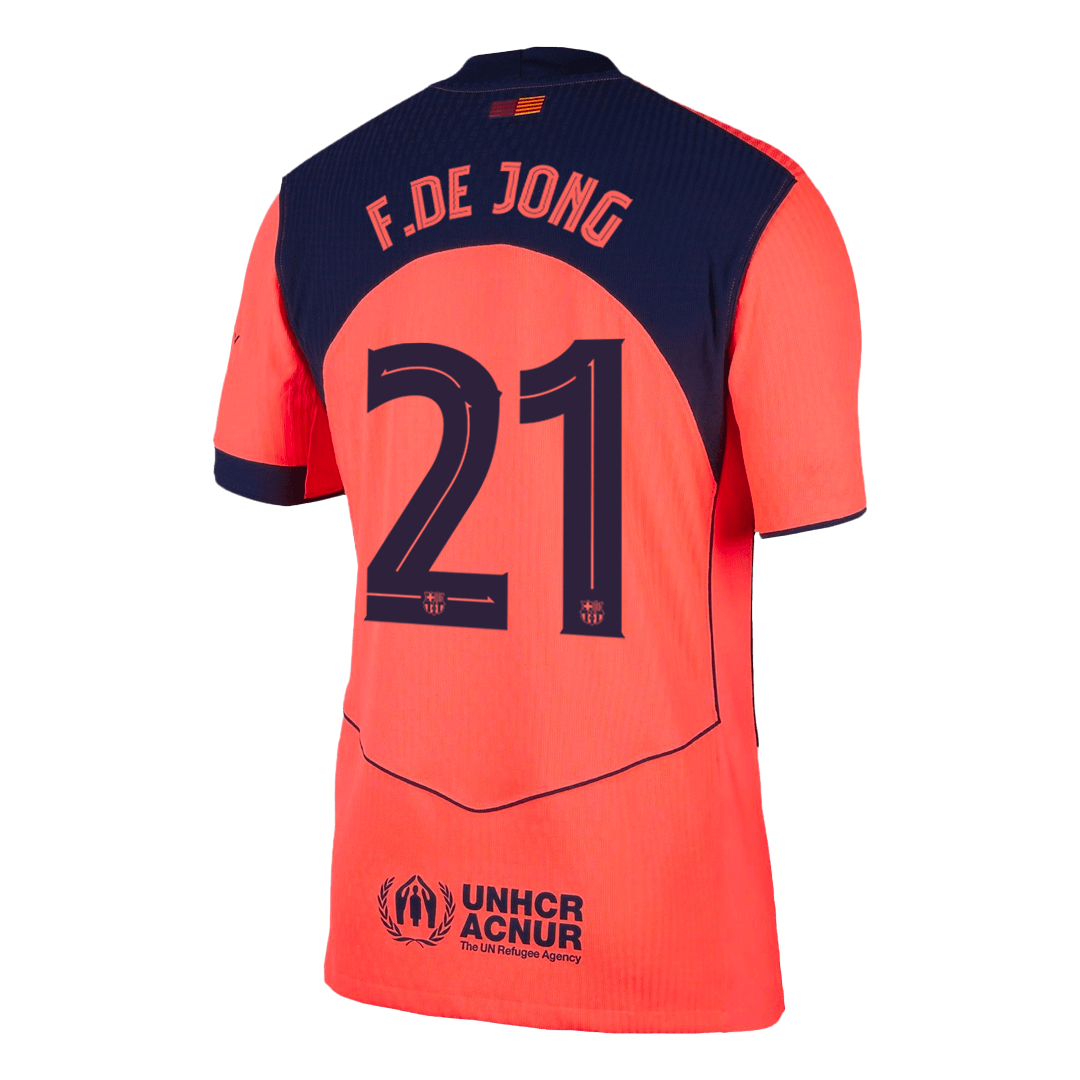 F.DE JONG #21 Authentic Barcelona Third Away Soccer Jersey 25/26 Orange- UCL - gojersey