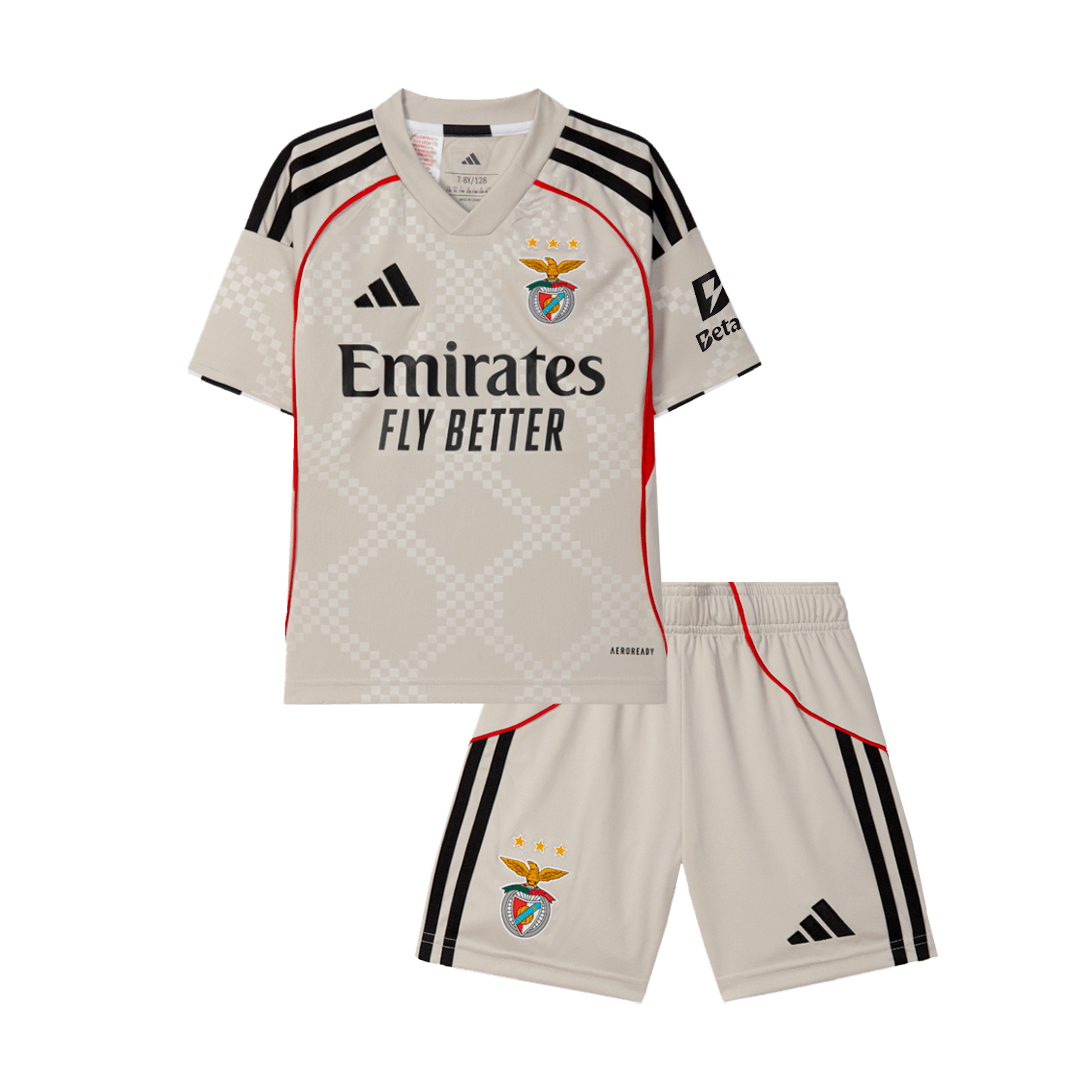 Kid's Benfica Away Soccer Jersey Kit 25/26 Beige - gojersey