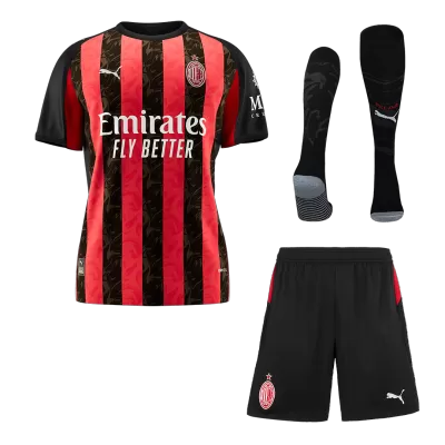 AC Milan Home Soccer Jersey Kit(Jersey+Shorts+Socks) 2025/26 Red&Black - gojersey