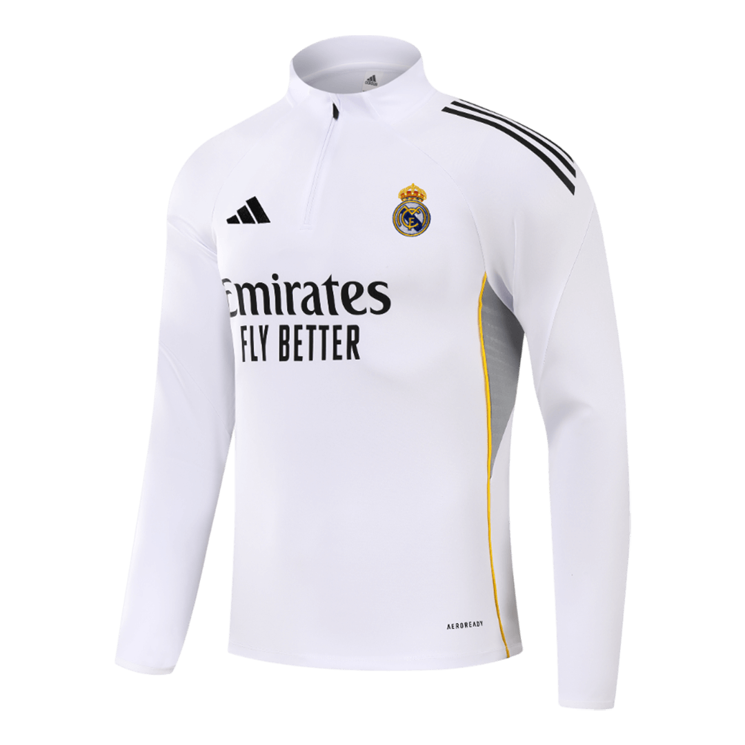Kid's Real Madrid Zipper Sweatshirt Kit(Top+Pants) 25/26 White - gojersey